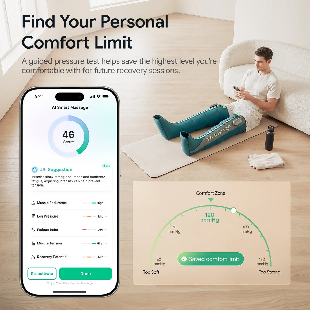 UREVO Wireless Smart Recovery Boots Green version