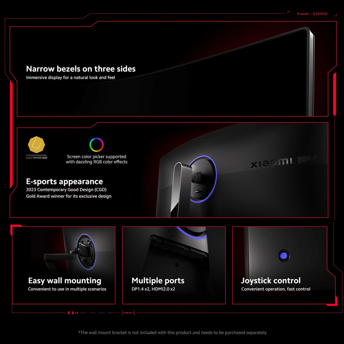 Xiaomi Curved Gaming Monitor G34wQi EU- Class A