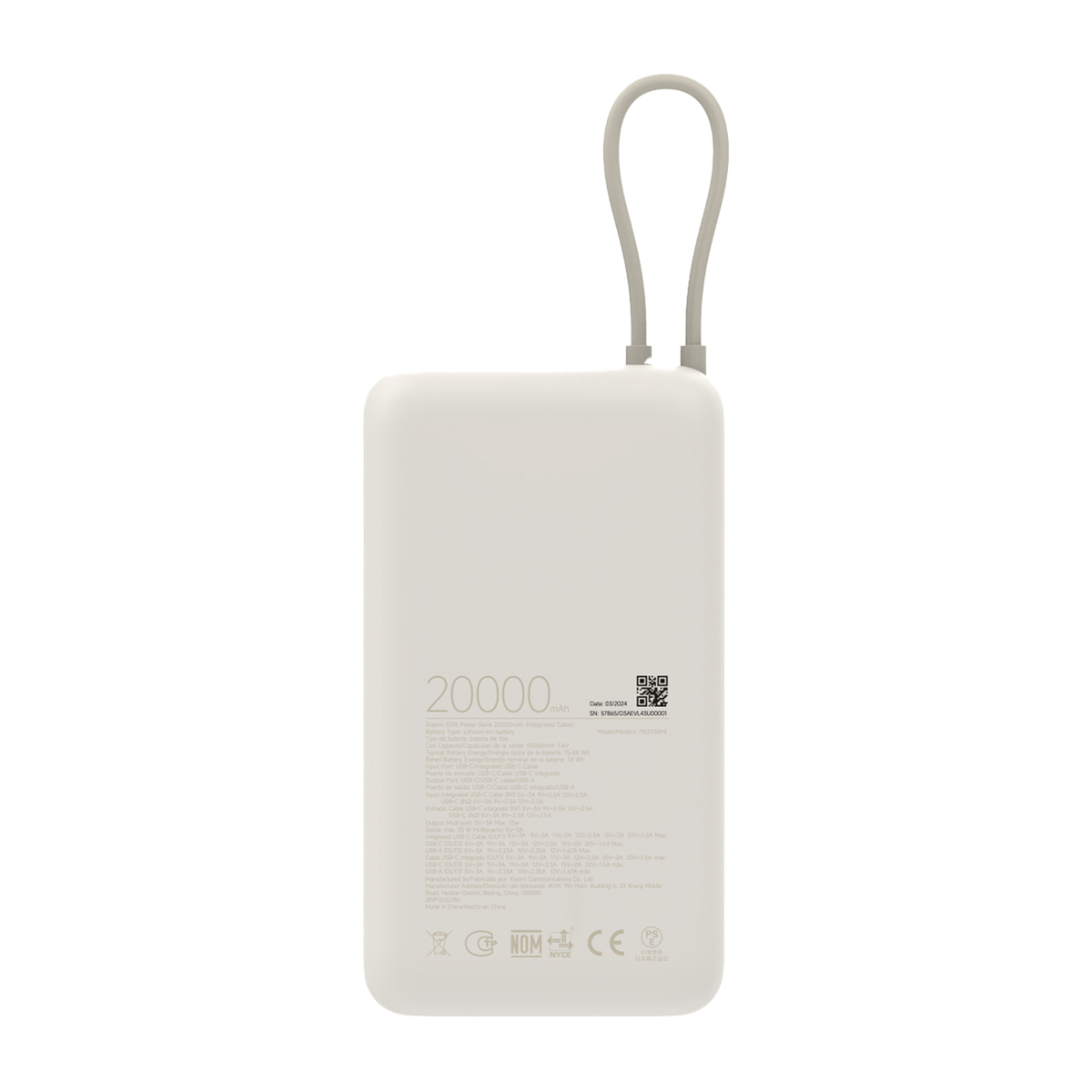 Xiaomi 33W Power Bank 20000mAh (integroitu kaapeli) GL