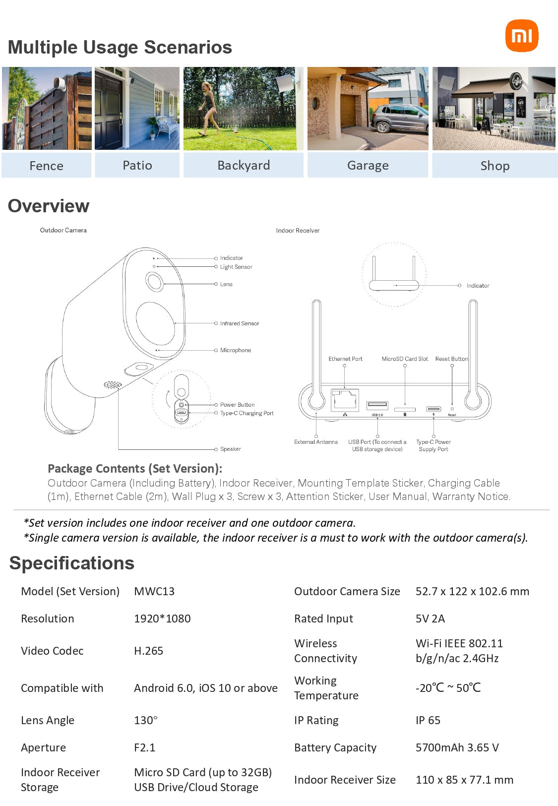 Mi Wireless Outdoor Security Camera 1080p Startpaket inkl hub
